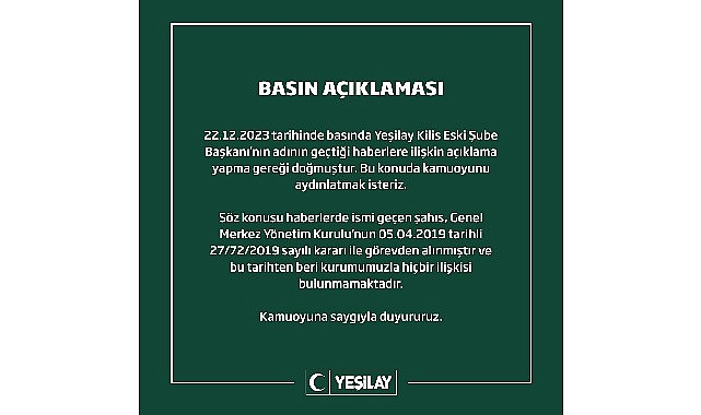 Yeşilay basın açıklaması