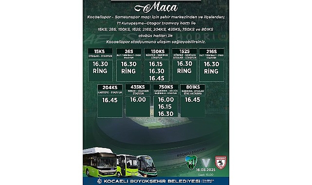 Tüm yollar Büyükşehir’le Kocaeli Stadı’na çıkar