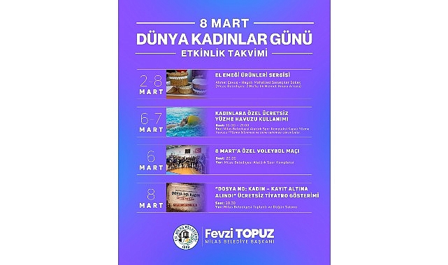 Milas Belediyesi 8 Mart’ı Birbirinden Farklı Etkinliklerle Karşılayacak